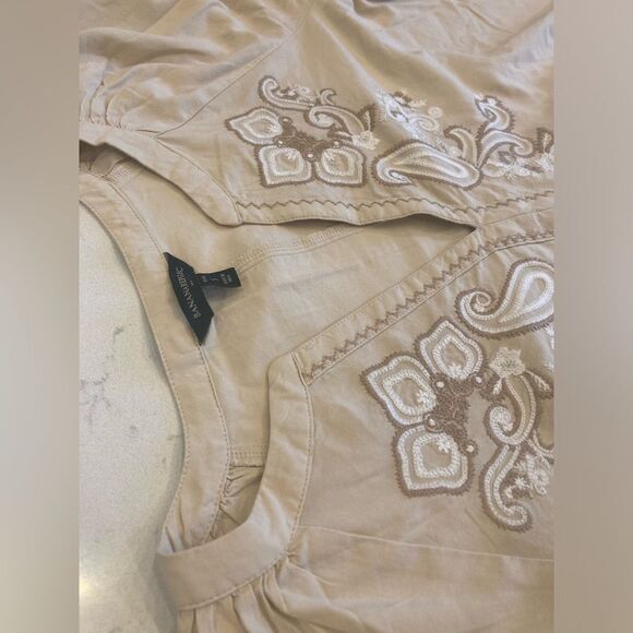 Banana Republic Embroidered Boho Long Bell Sleeve Mini Tunic Dress Small Petite - Picture 10 of 13